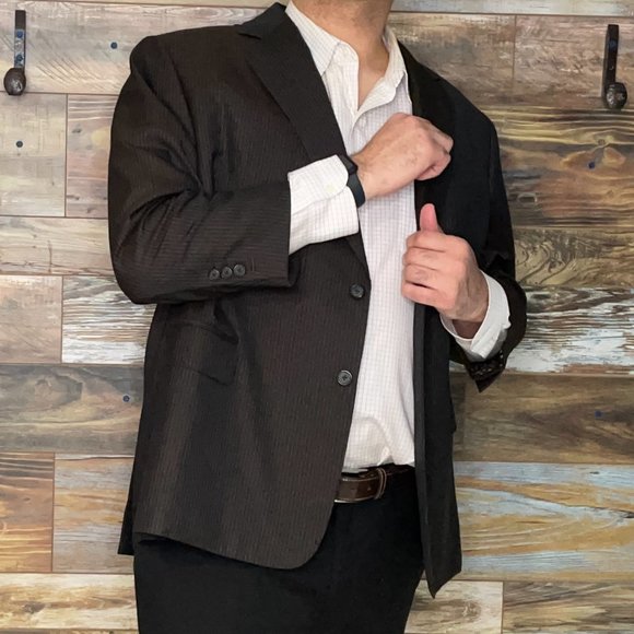 Custom Vitale Barberis Canonic Brown Striped Working Cuffs Blazer Jacket 52R - Picture 8 of 10